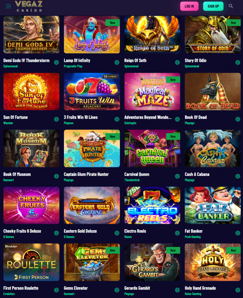 Vegaz Casino Games